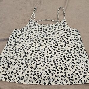 Painted Threads Leopard Print Caged Back Camisole Top White Black PAT5525A Large